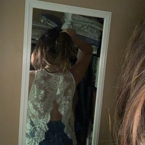 Free people blouse with lace open back
